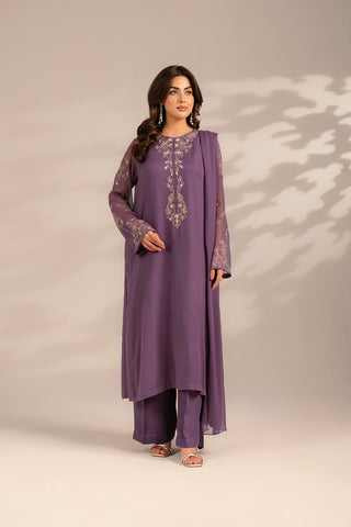 3 Piece Chiffon Embroidered Suit (FS0090)