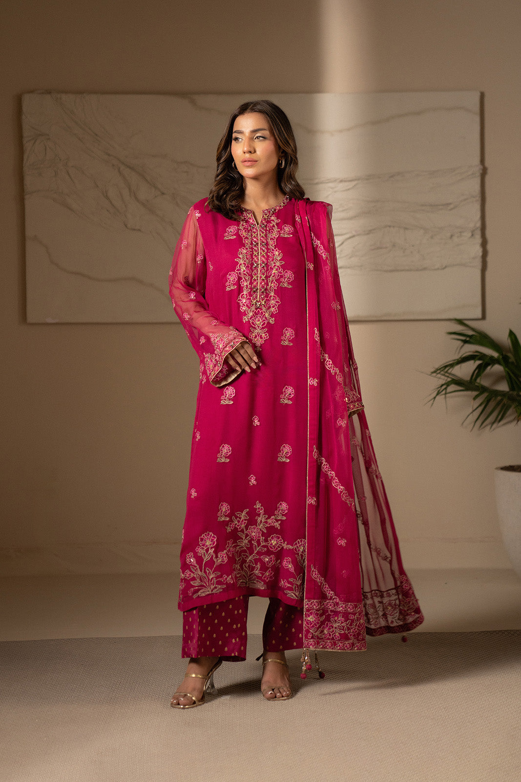 3 Piece Chiffon Embroidered Suit (UF0016)