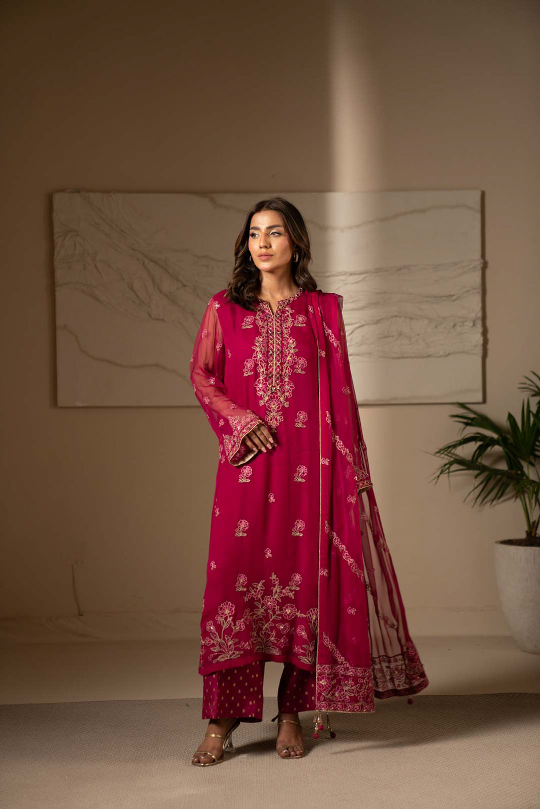 3 Piece Chiffon Embroidered Suit (UF0016)