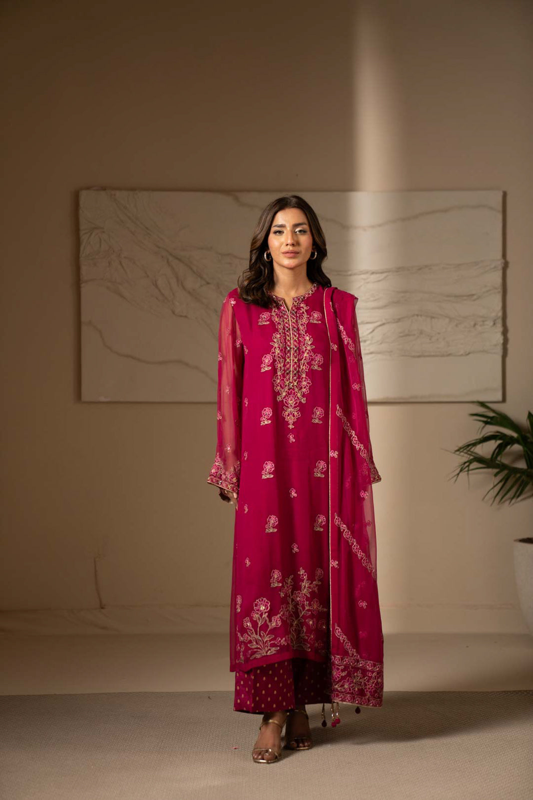3 Piece Chiffon Embroidered Suit (UF0016)