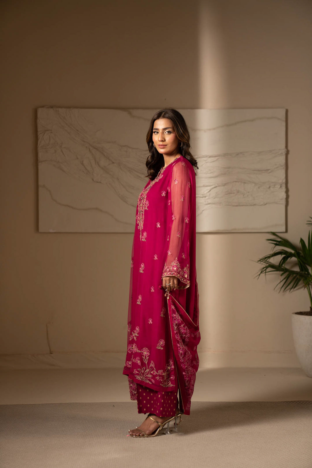 3 Piece Chiffon Embroidered Suit (UF0016)