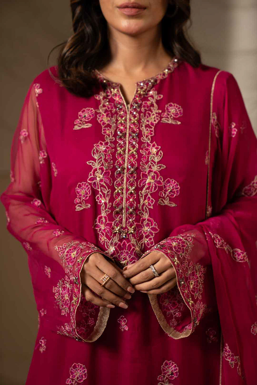 3 Piece Chiffon Embroidered Suit (UF0016)