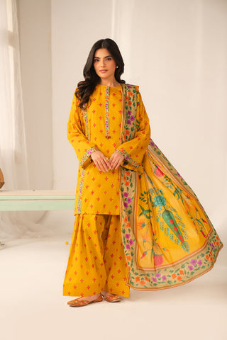 3 Piece Printed Lawn Printed Unstitched Suit (UC0123)