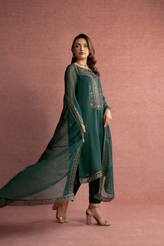 2 Piece Chiffon Embroidered Suit (AP0051)