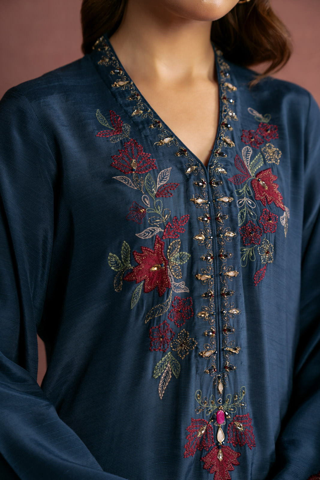 2 Piece  Silk Embroidered Suit (FS0007)
