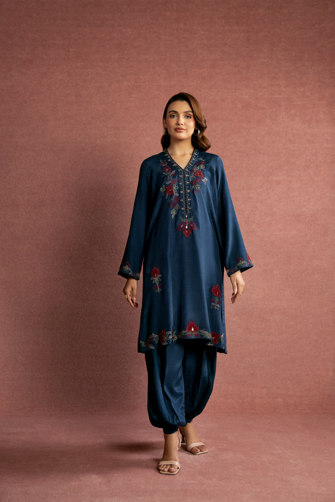 2 Piece  Silk Embroidered Suit (FS0007)